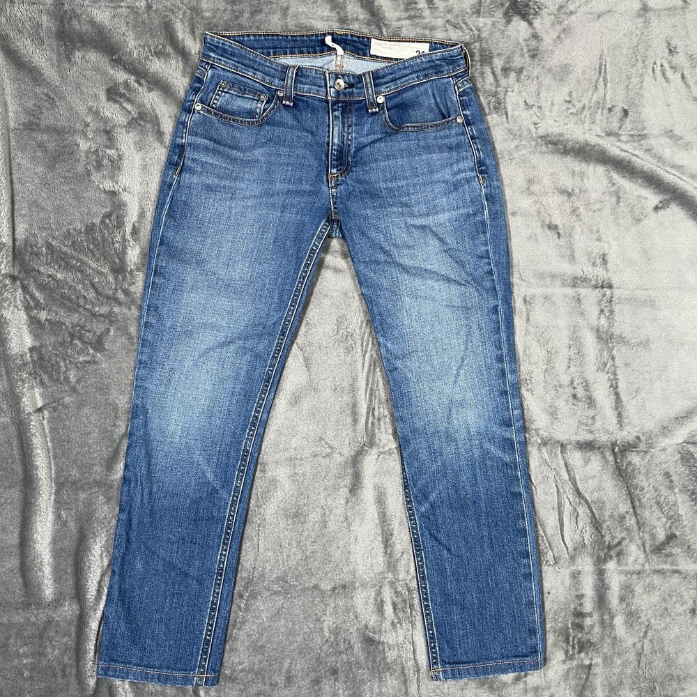 Rag & Bone Dre Low Rise Slim Boyfriend Jeans Womens Size 24 Blue Denim Casual